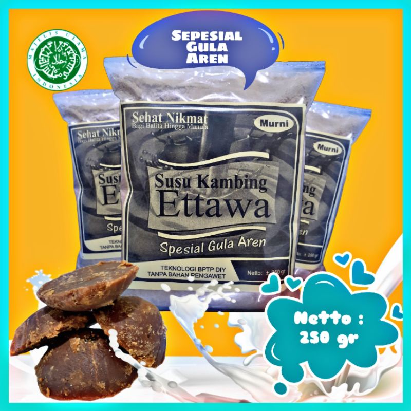 

SUSU KAMBING BUBUK FULL NUTRISION, tanpa Campuran Krimer, 250 gr, SEPESIAL GULA AREN