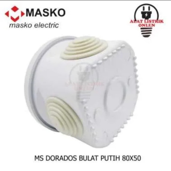MASKO Duradus Box Bentuk Bulat 80x50mm IP44 Junction Box Warna Putih