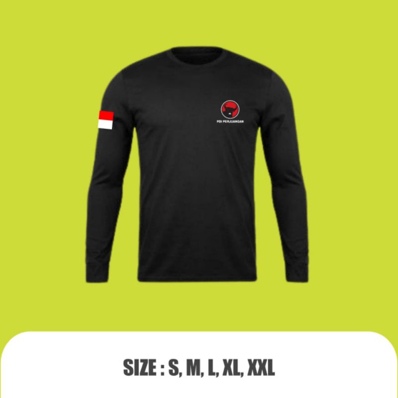 KAOS PDI PERJUANGAN LOGO DADA SIMPLE LENGAN PANJANG KAOS PARTAI PDI