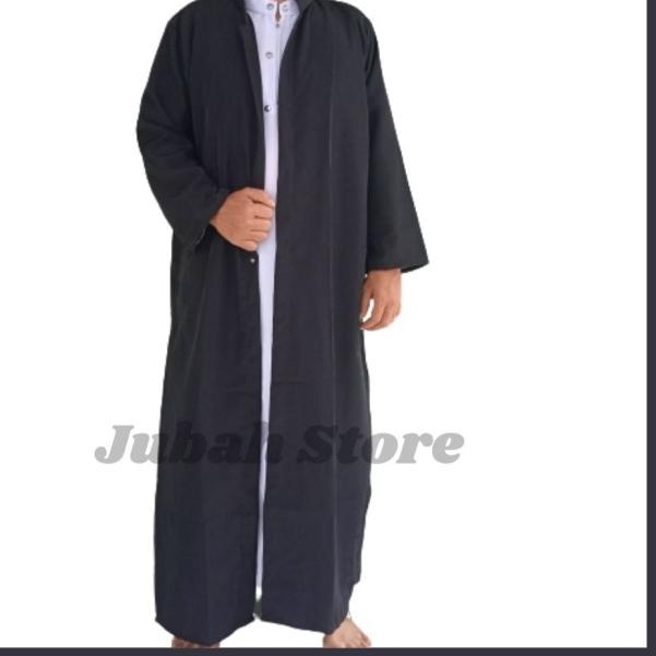 [] JUBAH BELAH / JUBAH LUARAN AL - HARBI / JUBAH HABIB / JUBAH PRIA - M, Hitam