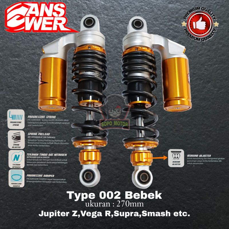 Shock answer belakang 002-270 mm bebek/shock original wilwood