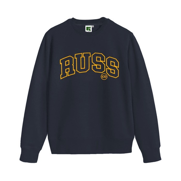 Russ.Co Sweater Crewneck Pria Navy Blue Best Quality Terlaris
