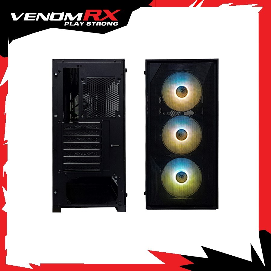 VenomRX Casing PC Vecna ATX Tempered Glass 3x120mm ARGB Fan