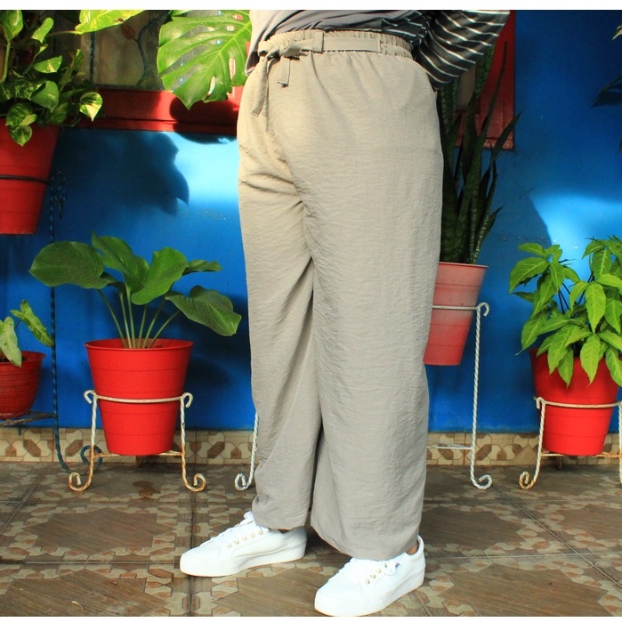 CELANA KULOT PANJANG CRINKLE AIRFLOW GREY [MAHARAYSTORE]