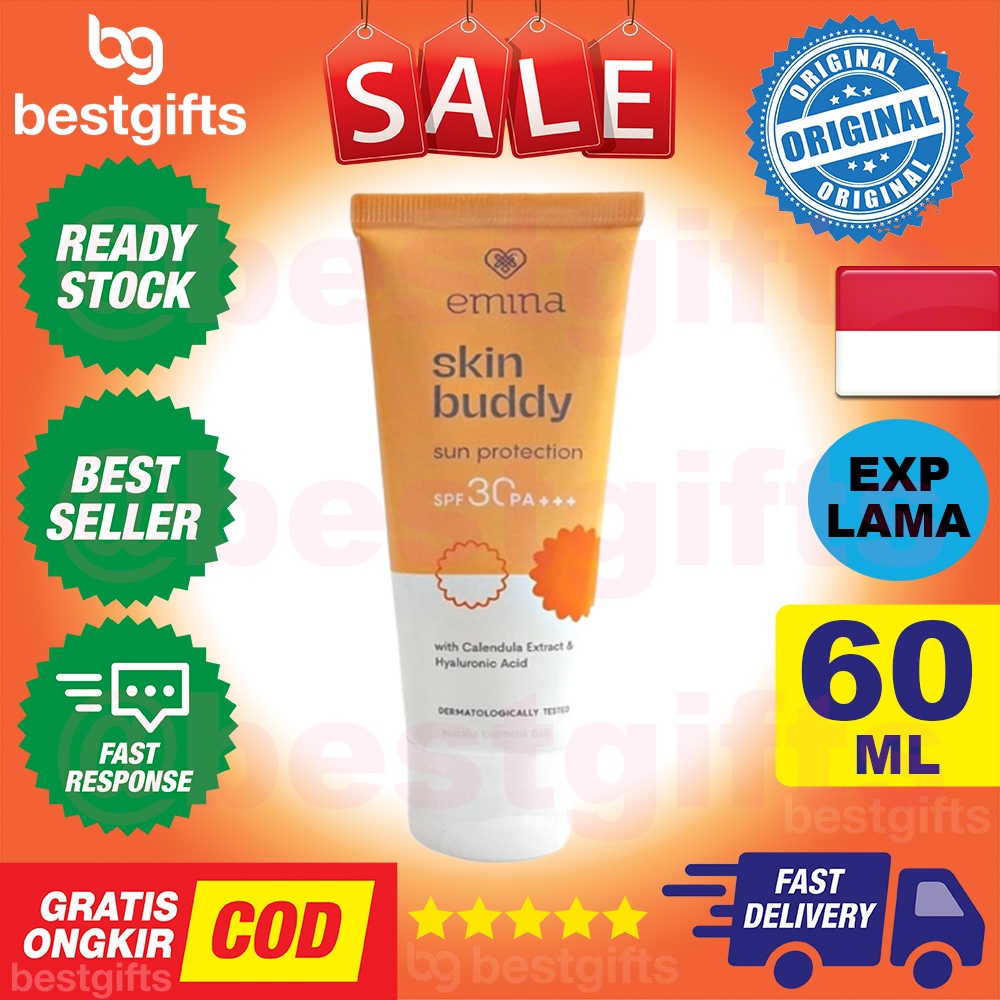EMINA SKIN BUDDY SUN PROTECTION SPF 30 PA+++ SUNSCREEN MILD DENGAN HYALURONIC ACID DAN CALENDULA EXTRACT 60 ML