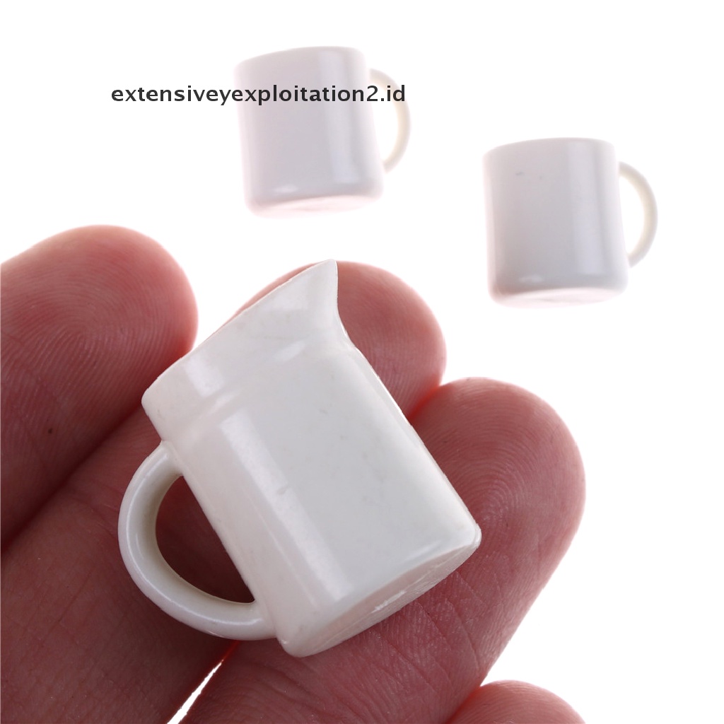 Mainan Miniatur Cangkir + Teko Teh / Kopi Skala 1: 12 Bahan Plastik Untuk Aksesoris Rumah Boneka