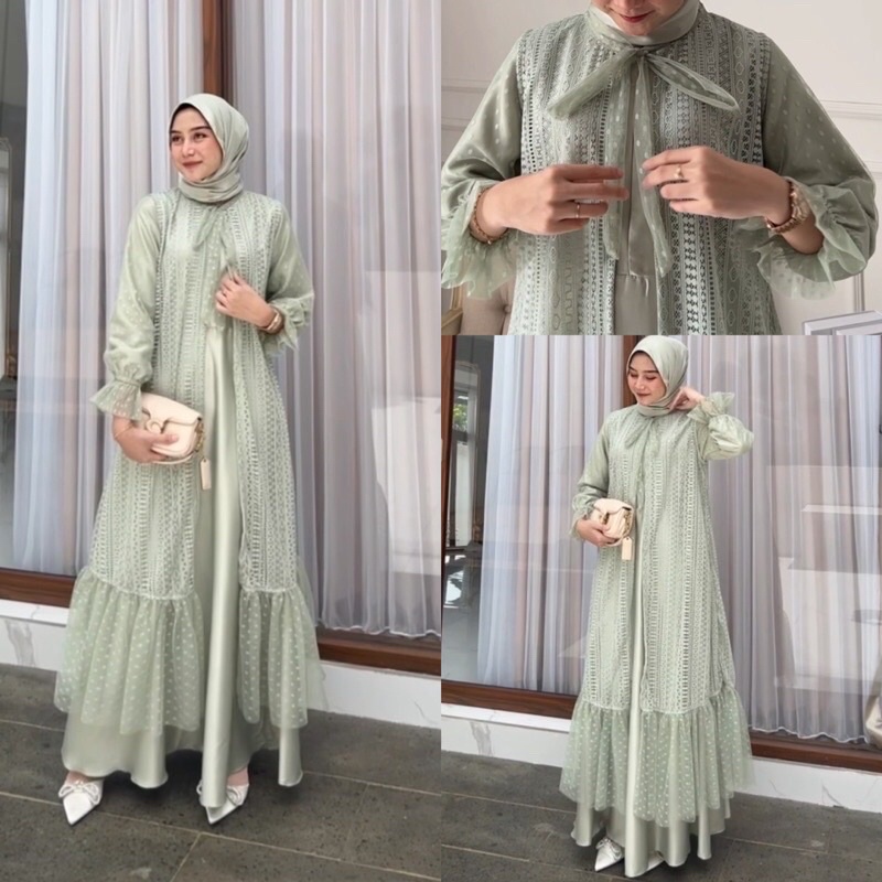 RINJANi Dress / Gamis renjani / Gamis lebaran / Dress lebaran Setelan brokat / Dress pesta brukat / 
