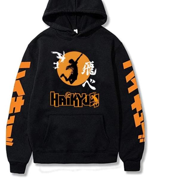 jaket sweater hoodie haikyuu karasuno logo - Putih, Allsize anak