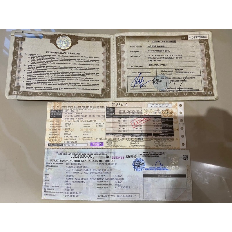 Bpkb STNK Jimny Katana