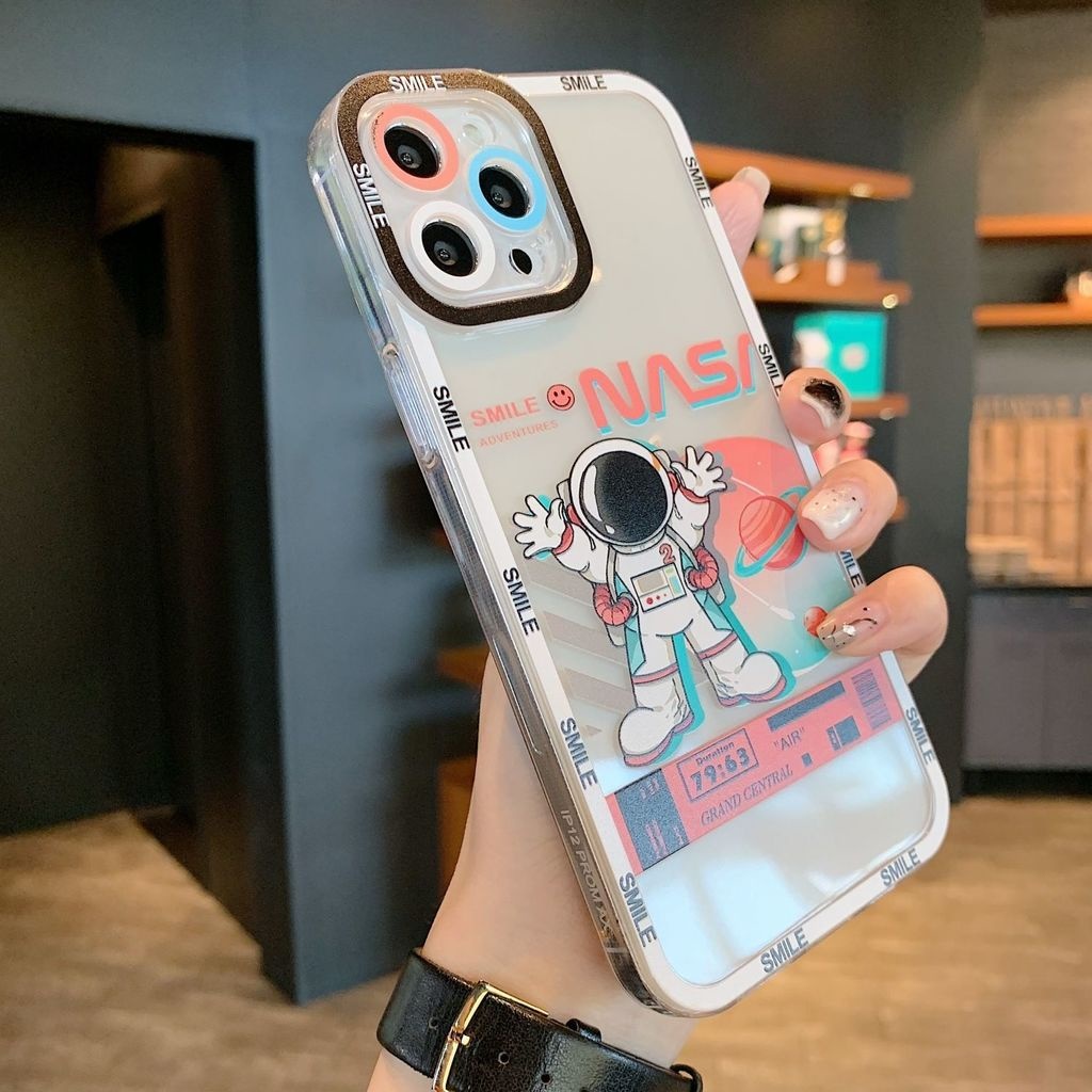 Case Transparan Motif Print Astronot Kelinci Untuk IPhone 12 13 14 11 Pro Max X Xs Max Xr Ddrfgf