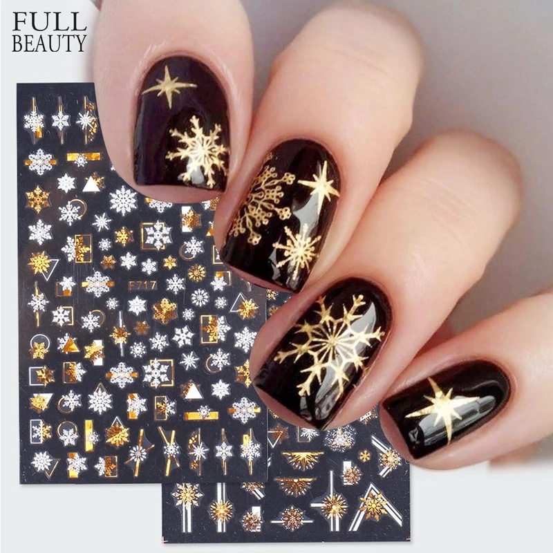 Stiker Kuku transfer Air Desain Snowflake Natal Untuk Dekorasi Nail Art