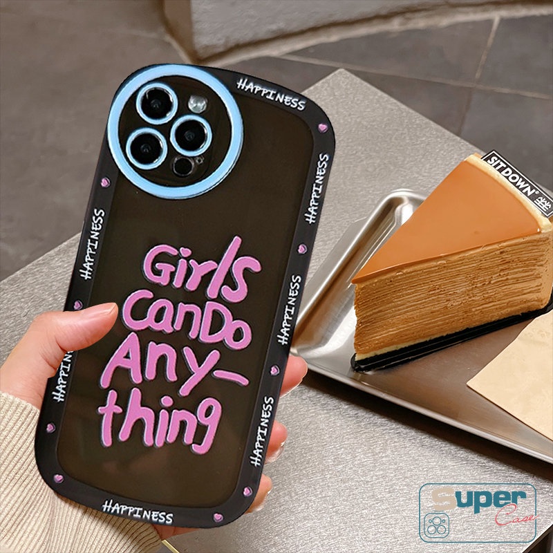 IPHONE Ins Fashion Casing Ponsel Kompatibel Untuk Iphone11 13 12 14 Pro Max6 6s 7 8 Plus XR XS MAX X SE 2020huruf Label Inspiratif Lembut TPU Shockproof Airbag Cover