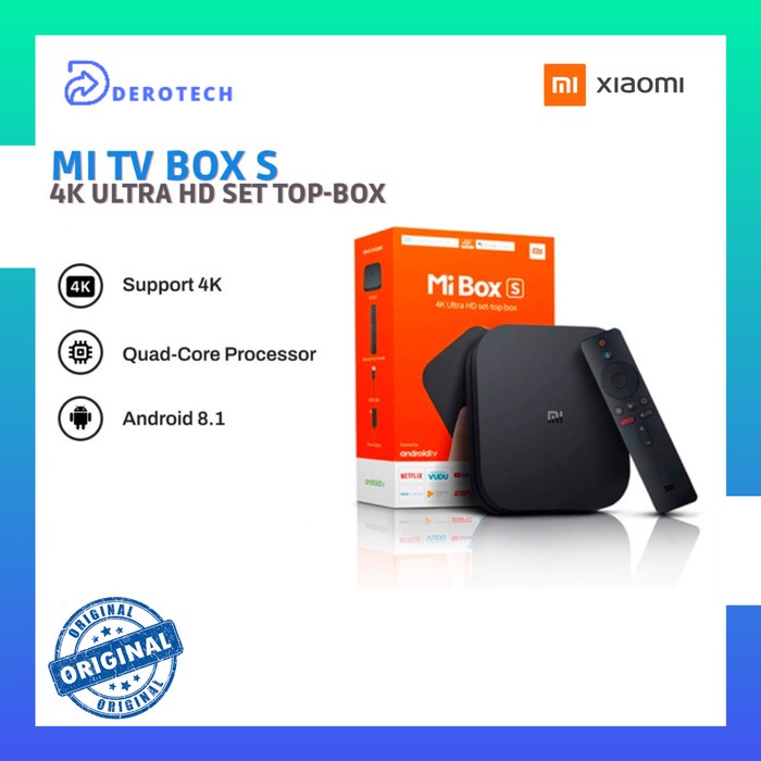 Produk Terbaru Mi Tv Box S 4K Android 8.1 Hdr 2G 8G Wifi Bt4.2 Google Cast
