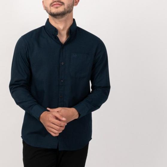 BROODIS Kemeja Polos Basic Slimfit Broodis Navy Long - L