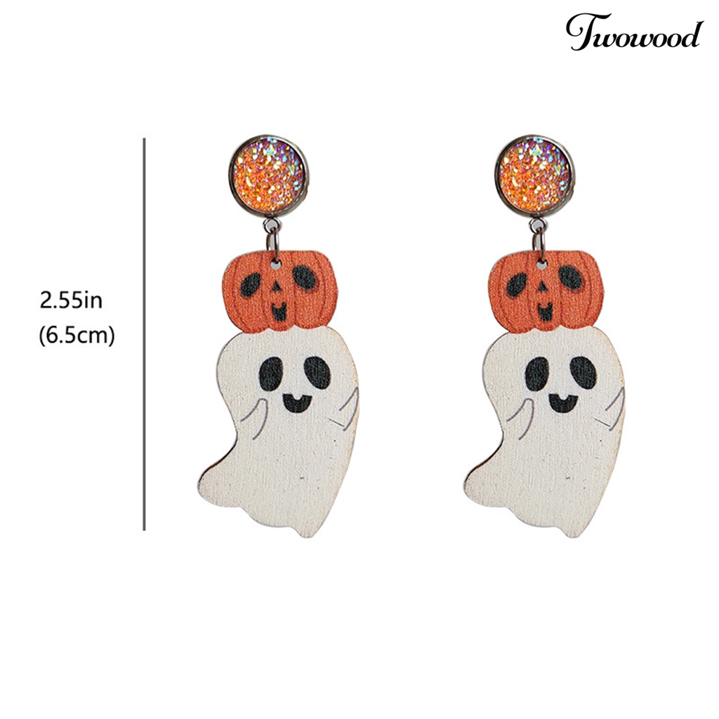 1 Pasang Anting Desain Labu Halloween Untuk Dekorasi Pesta