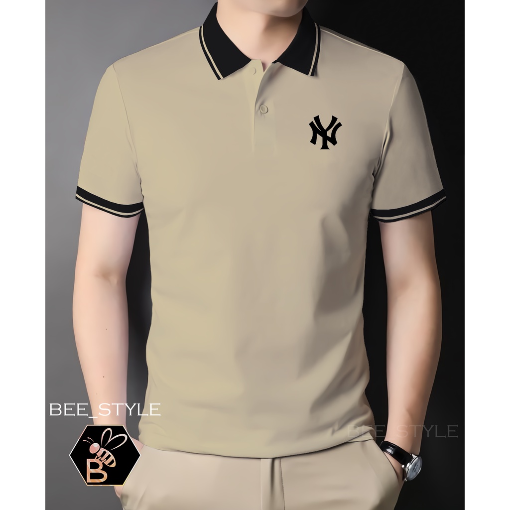 Kaos Kerah Kombi Logo NY / Kaos Pria Logo NY / Polo Shirt Kerah Kombi