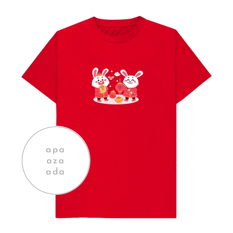 WHITE RABBIT Kaos Imlek 2023 keluarga unisex tahun kelinci CNY 2023 tshirt year of rabbit baju xinci
