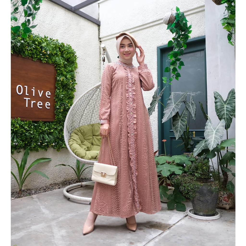 GAMIS AYYARA DRESS TILE BORDIR PREMIUM MIX ROBERTO CAVALI / GAMIS PESTA DAN KONDANGAN / DRESS PESTA 