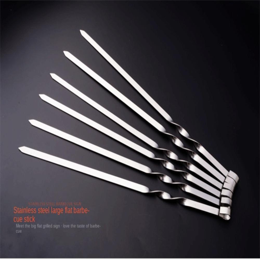 Solighter Stik Panggang Stainless Steel Tahan Lama BBQ Alat Dapur Tusuk Sate Kebab String