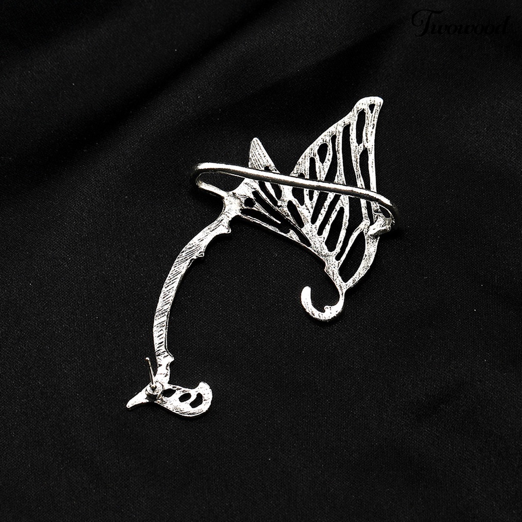 1 Pc Anting Klip Bentuk Sayap Peri Naga Bahan Alloy Metal Gaya Vintage Untuk Hadiah