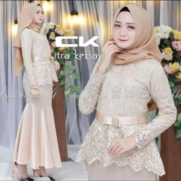 Dijual setelan gamis citra kebaya/ gamis tille mix/setelan kebaya modern - set coksu M Limited
