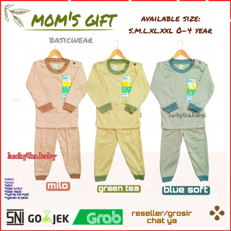 mom's gift- piyama anak polos laki-laki dan perempuan 0-4 tahun / setelan panjang mom gif  earth colors cellestial terbaru