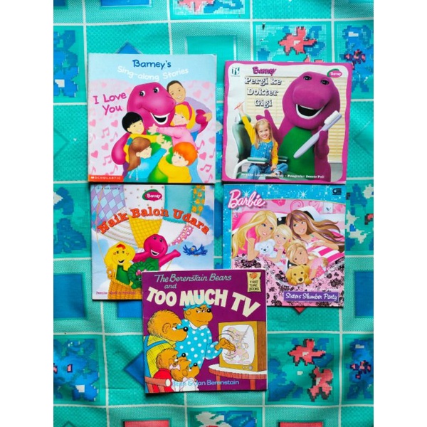 Cabutan Buku Bacaan Anak Barney; Song - Along Stories, Pergi ke Dokter Gigi, Naik Balon Udara, Barbi