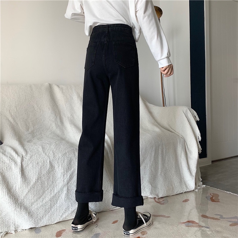 Highwaist Kulot Jeans Wanita / Straight Loose Celana Jeans Wanita (realpict)【THE GOOD SISTERS】