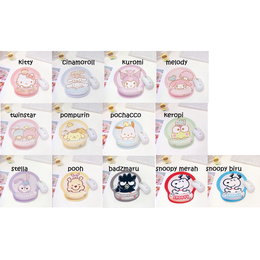 Mousepad bantal hello kitty melody kuromi stella cinamoroll snoopy aksesoris komputer mouse pad