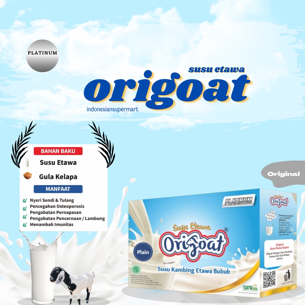 

Origoat Susu Etawa Platinum Menguatkan Tulang Persendian Rasa Original 10 sachet @ 25gr