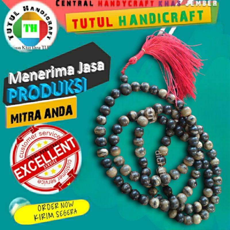 Kalung Japamala Tasbih Buddha KAYU GAHARU CENKEH PAPUA 108 biji 10 mm