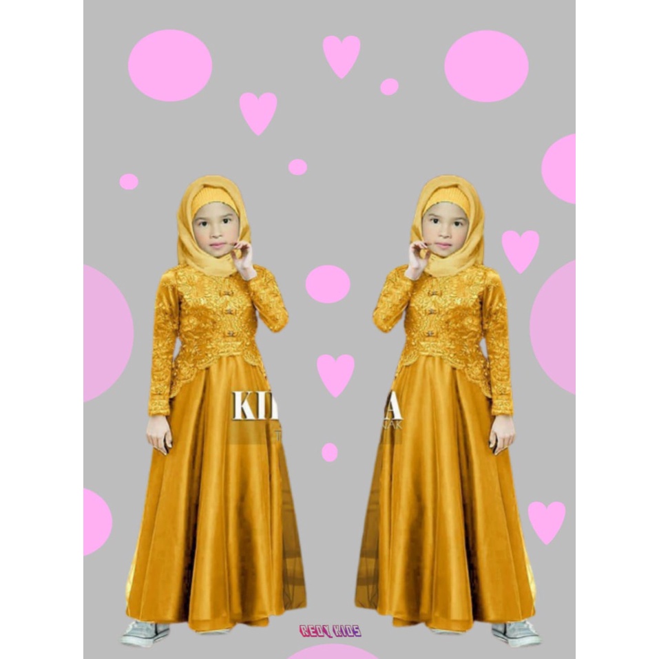 Gamis Brukat Anak Perempuan Baju Gamis Brukat Anak Usia 4-12 Tahun Gamis Muslimah  Gamis Brukat Anak