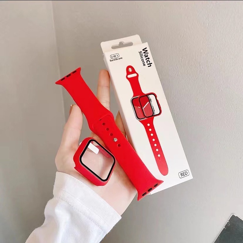 Tali+Case✅Tali Strap For iWatch Series 8/7/6/5/4/3 41mm 45mm + Tempered Glass Case Anti Gores Strap Sport Band iwatch Full Color Silicone Rubber A314