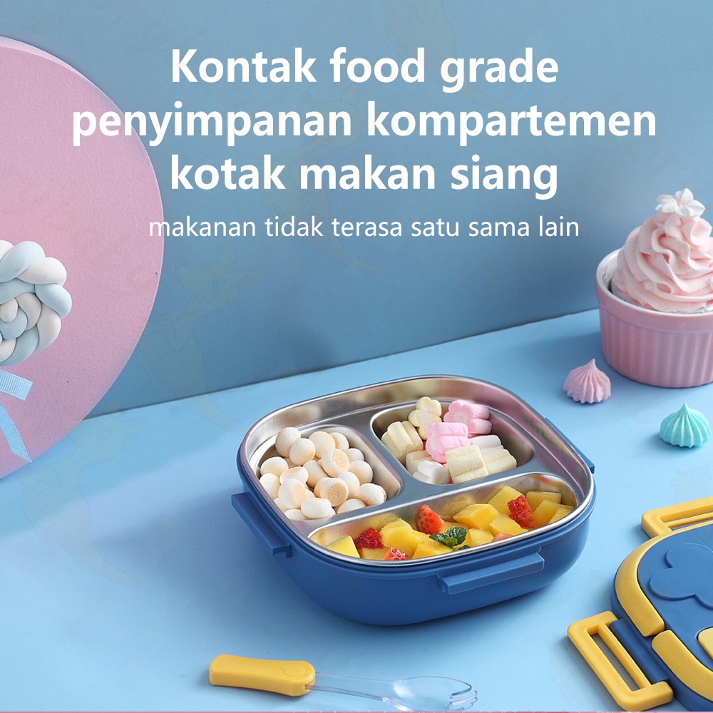 Ivorybaby Kotak makan anak stainless 304 kids lunch box set rantang gift kado dengan sendok