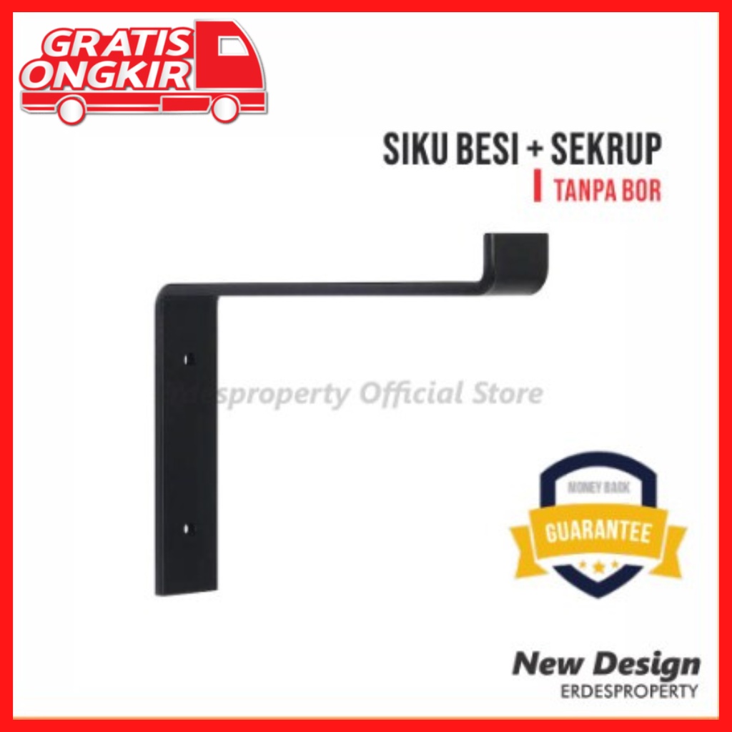 BESI SIKU RAK PENYANGGA Ambalan Kayu dinding Ukuran 15 cm x 15 cm + Sekrup dan Fisher-Rak Besi Ambal