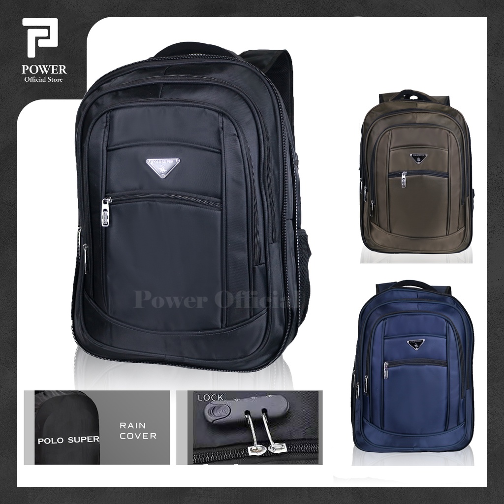 POLO SUPER - Tas Pria Ransel Laptop 20 inc Backpack Expanding Jumbo Import USB Portable Original