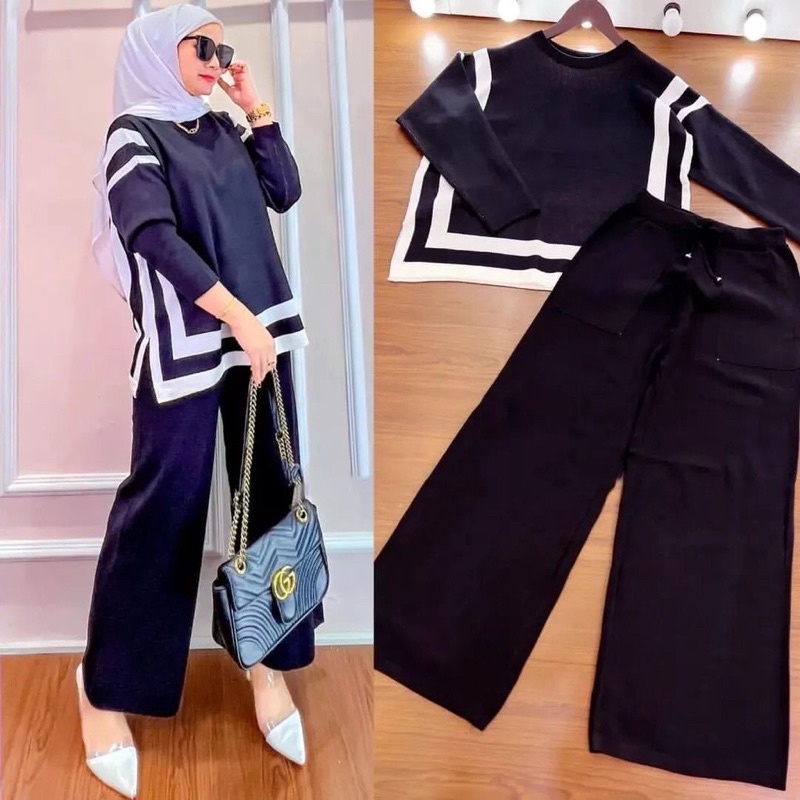 Delina Set / Setelan Cewek Dewasa Kekinian 2022 Atasan Dan Celana Bahan Shakila / Pakaian Set Wanita