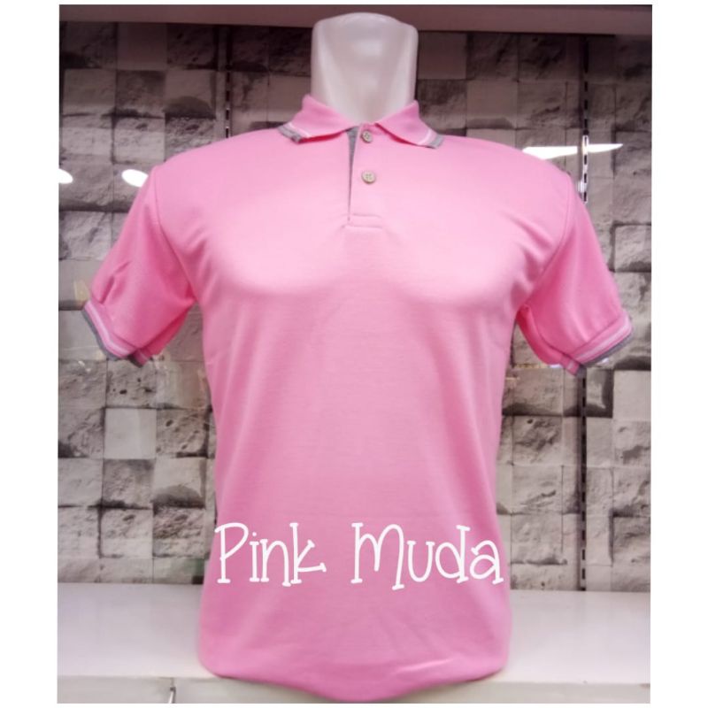 kaos kerah pendek pink muda/kerah pria/wanita MLXLXXL