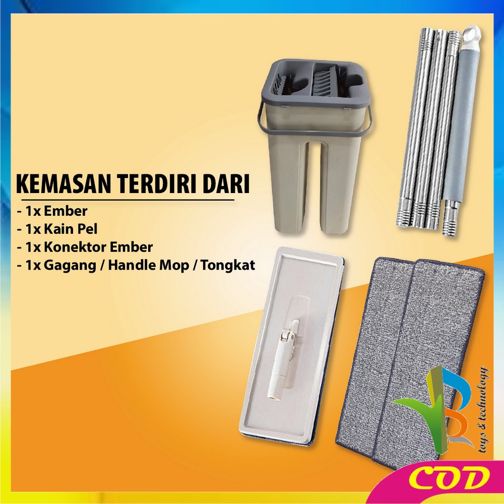 RB-C527 Pel Lantai Ember Petak Praktis Multifungsi / Kain Pel Pembersih Lantai / Mop Scratch Flat With Bucket