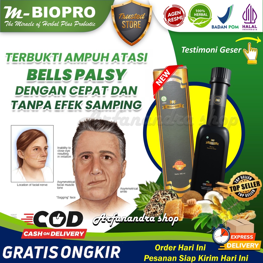 MBiopro Herbal Obat Bells Palsy Paling Ampuh, Obat Stroke Ringan Kaku Di Muka Wajah Sebelah Kanan/Ki