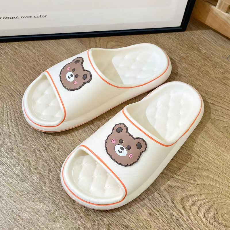 Gobra ♕ SA021 Sandal Empuk EVA Import Sendal Rumah Motif Bear Petak Petak Cute Fashion Korea Wanita Bahan Rubber Anti Sakit