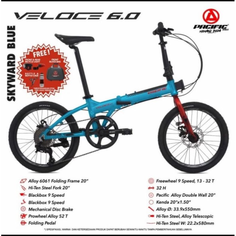 sepeda lipat pacific Veloce 6.0 folding 20 inc