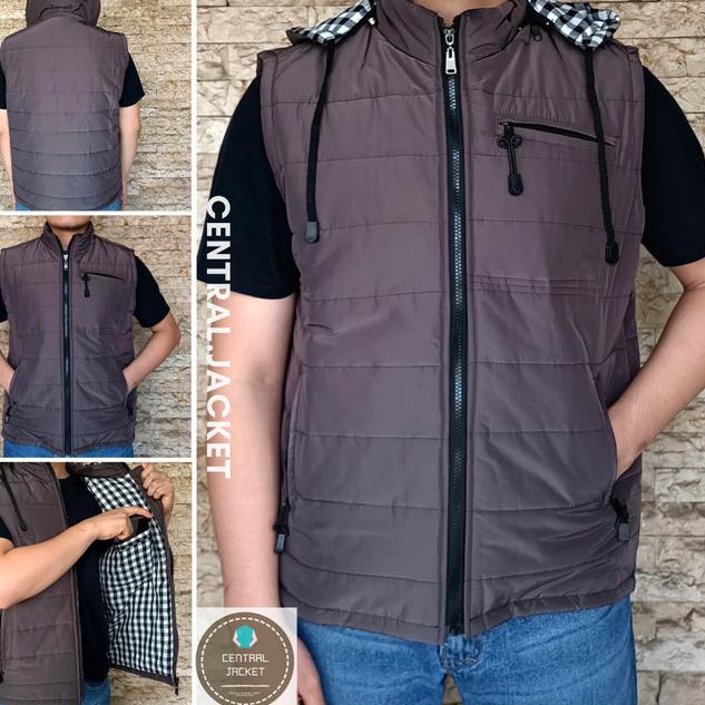 JAKET ROMPI PARASUT PRIA - VEST HOODIE - ROMPI MOTOR WINDPROOF - Kuning, XL