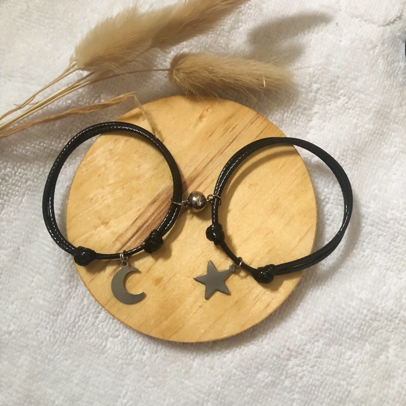 (2pcs) Gelang Moon Star/ Gelang Bulan Bintang Stainless steel Anti Karat / Gelang tali pria wanita hits kekinian