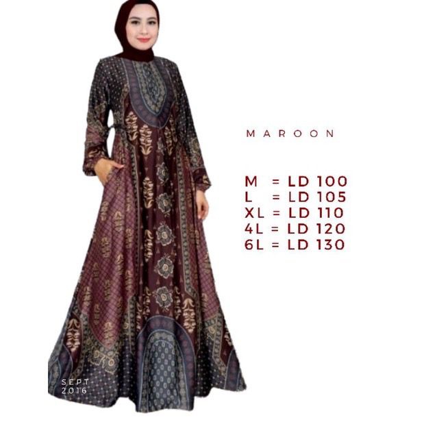 Gamis Maxmara Silk Motif Raflesia //M//L//XL//4L//6L//