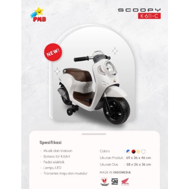 Mainan Motor Aki Anak PMB Scoopy Hondal Licensed K 661-C