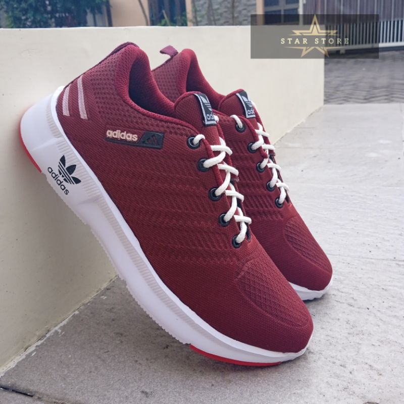 SEPATU ADIDAS SPORT FLYKNIT MERAH MAROON PUTIH SEPATU SNEAKERS