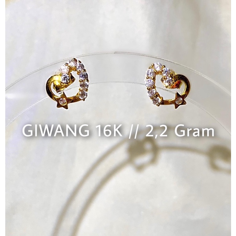 Giwang love mata putih warna kuning kadar emas 70%