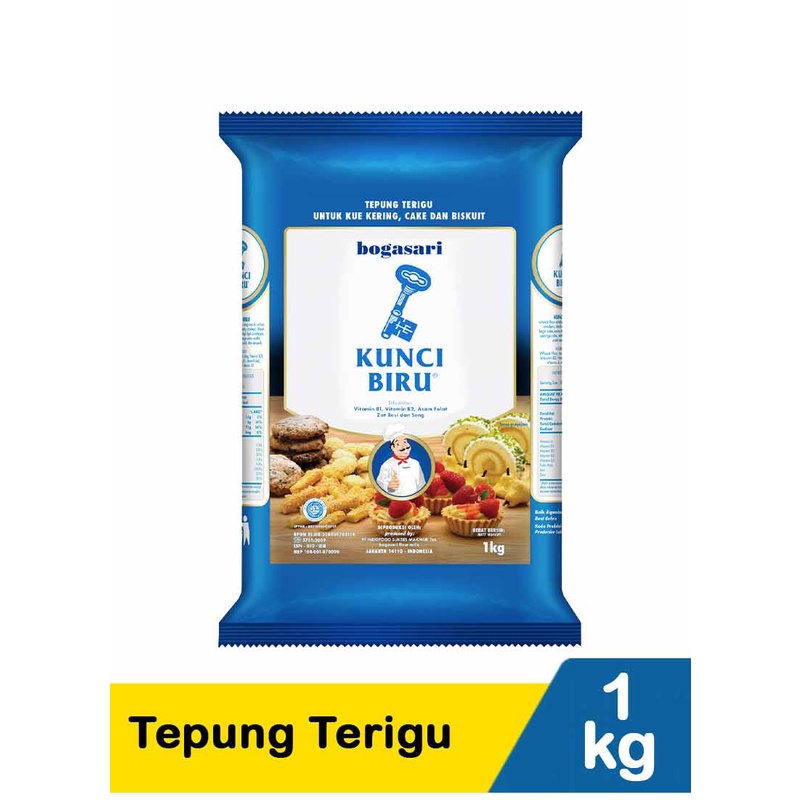 

TEPUNG TERIGU KUNCI BIRU 1KG TEPUNG TERIGU BOGASARI KUNCI BIRU