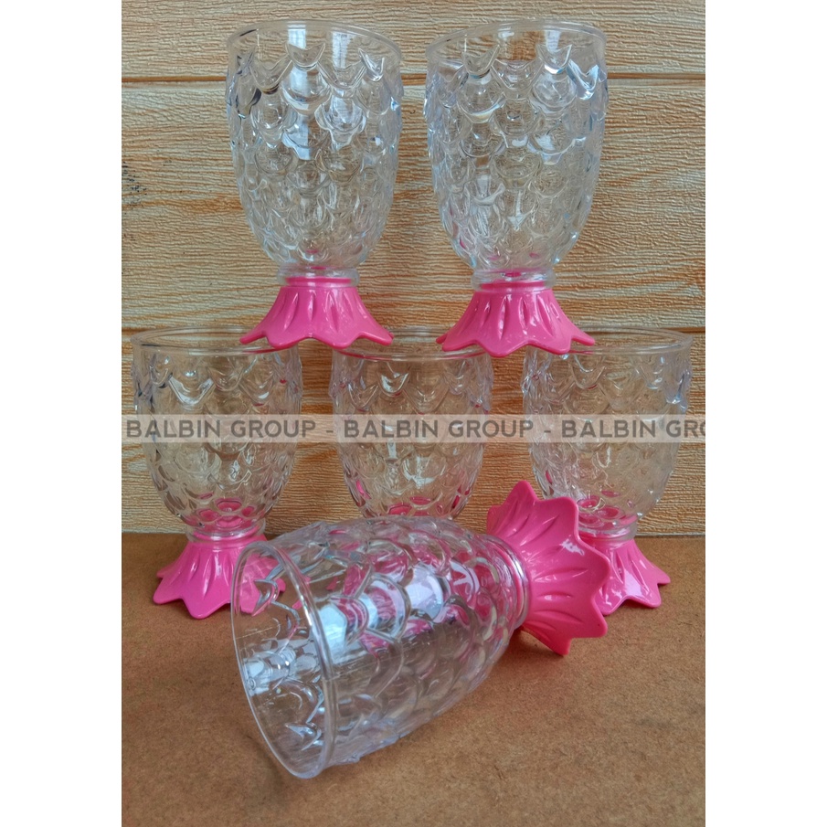 SATU SET ISI 12 PCS / 1 LUSIN | GELAS SIRUP GOLDEN SUNKIST 200.ML GELAS NANAS TERBARU - GELAS PLASTIK BPA FREE FOOD GRADE